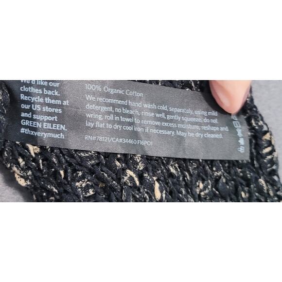 Eileen Fisher Organic Cotton Sweater – Knubby Knit – Black/Brown – Boat Neck – M - Picture 8 of 8